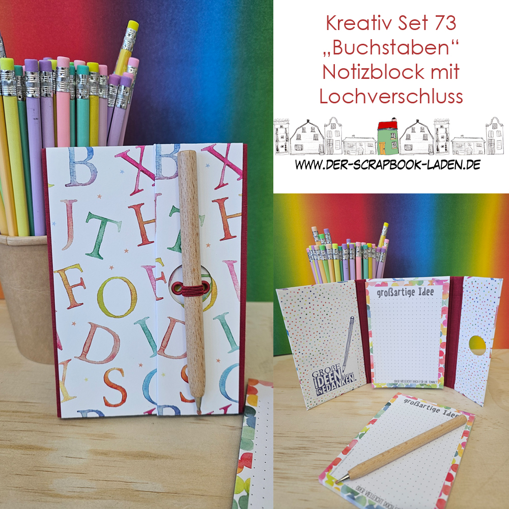 Kreativ Set 73 "Buchstaben" - Notizblock mit Lochv